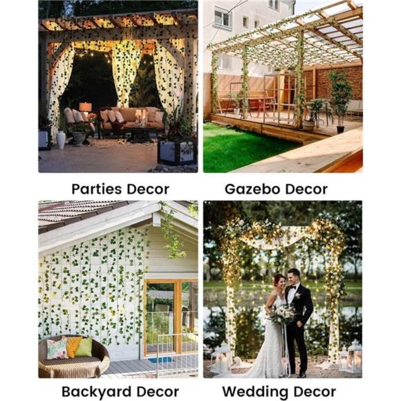 JACKYLED 84Ft 12 Pack Artificial Ivy Garland Fake Plants, Ivy Vines Leaves - Picture 6 of 7